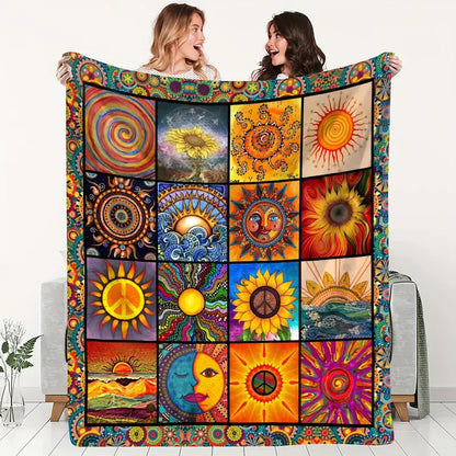 🔥Last Day 69% OFF - Vintage Artistic Sun Tapestry Soft Warm Flannel Throw Blanket