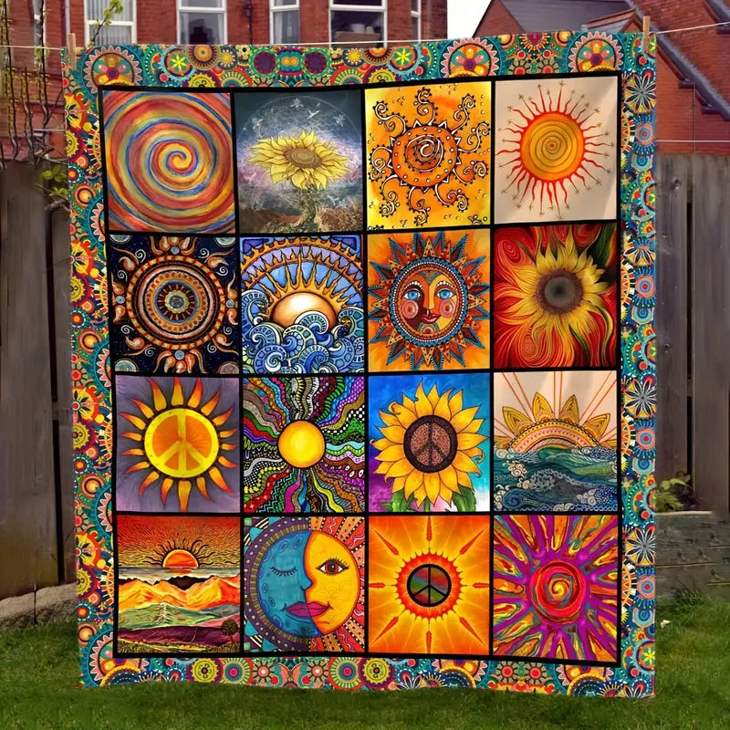 🔥Last Day 69% OFF - Vintage Artistic Sun Tapestry Soft Warm Flannel Throw Blanket