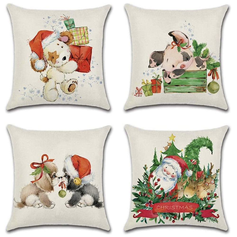 4-piece Merry Christmas Home Decor Pillow Covers