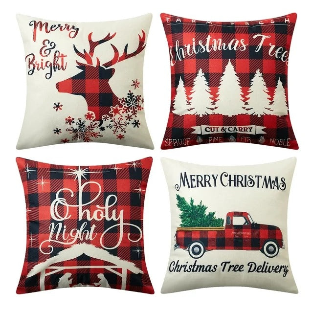 4-piece Merry Christmas Home Decor Pillow Covers