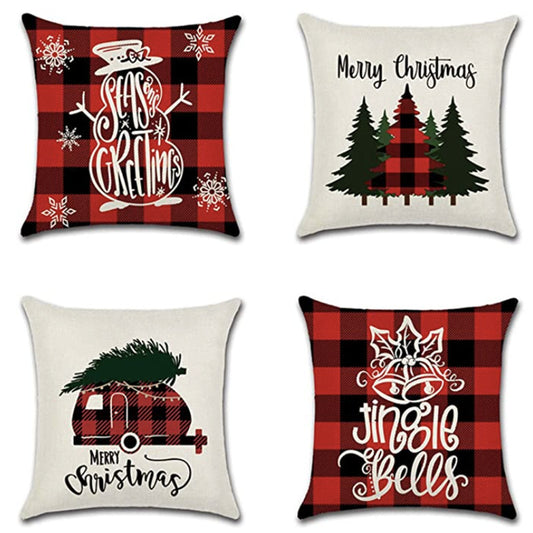 4-piece Merry Christmas Home Decor Pillow Covers