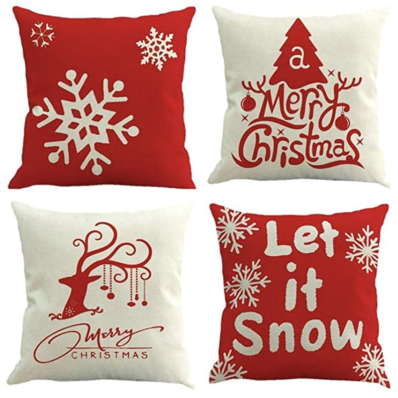 4-piece Merry Christmas Home Decor Pillow Covers