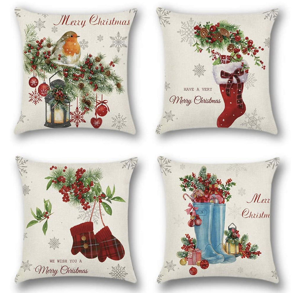 4-piece Merry Christmas Home Decor Pillow Covers