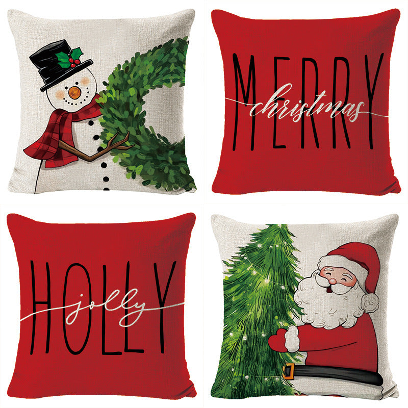 4-piece Merry Christmas Home Decor Pillow Covers