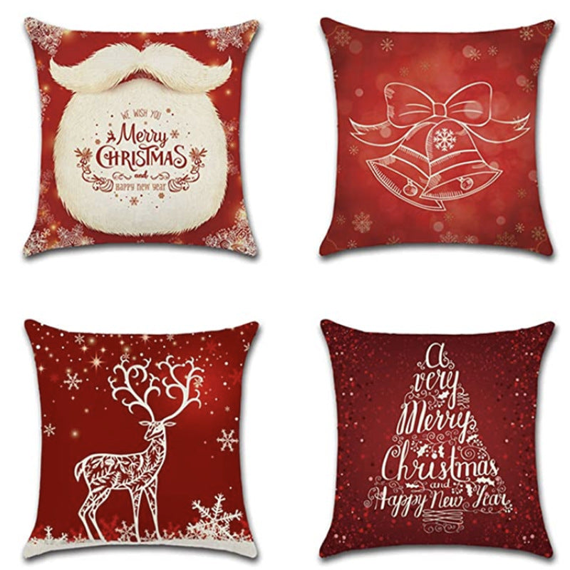 4-piece Merry Christmas Home Decor Pillow Covers