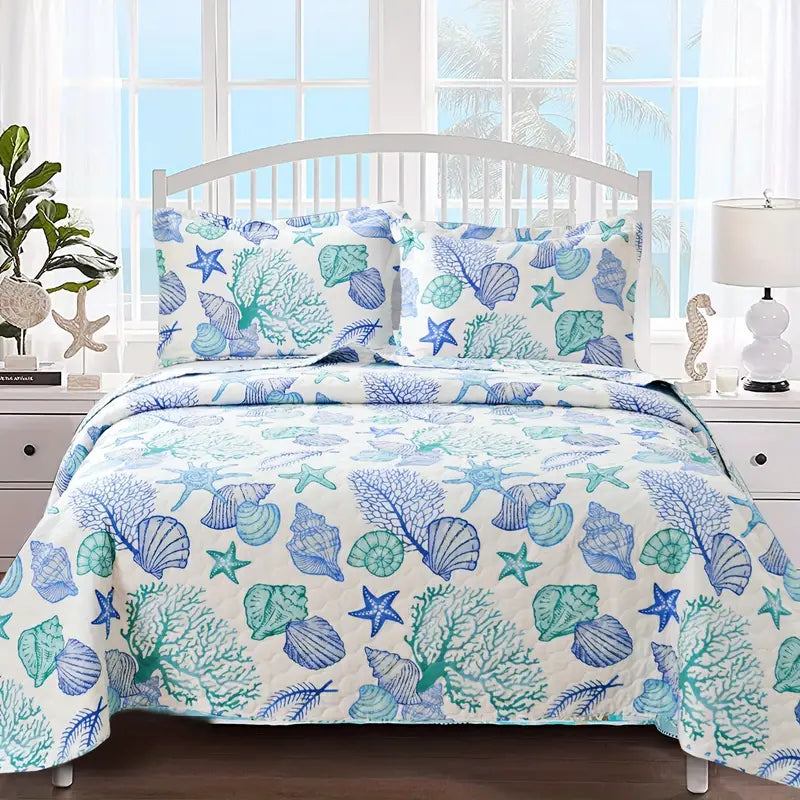 3-piece Coastal Beach Lightweight Bedspread Set