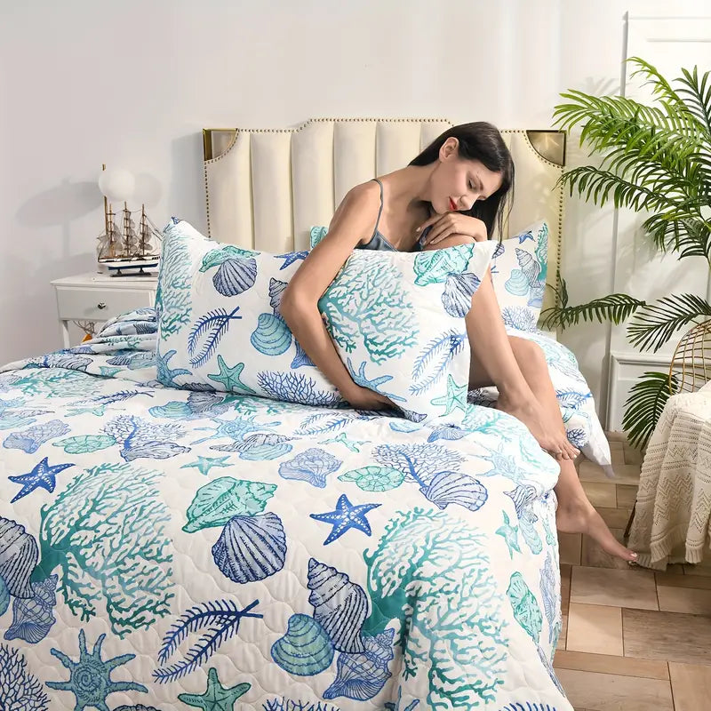 3-piece Coastal Beach Lightweight Bedspread Set