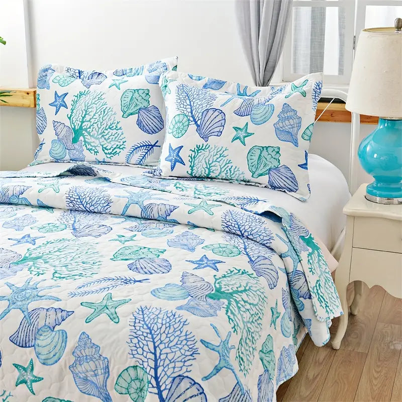 3-piece Coastal Beach Lightweight Bedspread Set