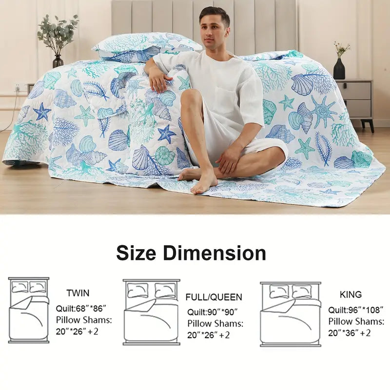 3-piece Coastal Beach Lightweight Bedspread Set