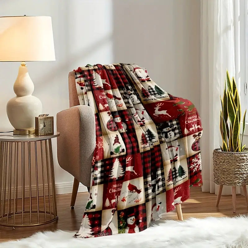 Merry Christmas 3D Printed Flannel Pumpkin Plaid Blanket