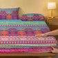 3-piece Soft and Comfortable Boho Fitted Sheet Set with Colorful Bohemian Design