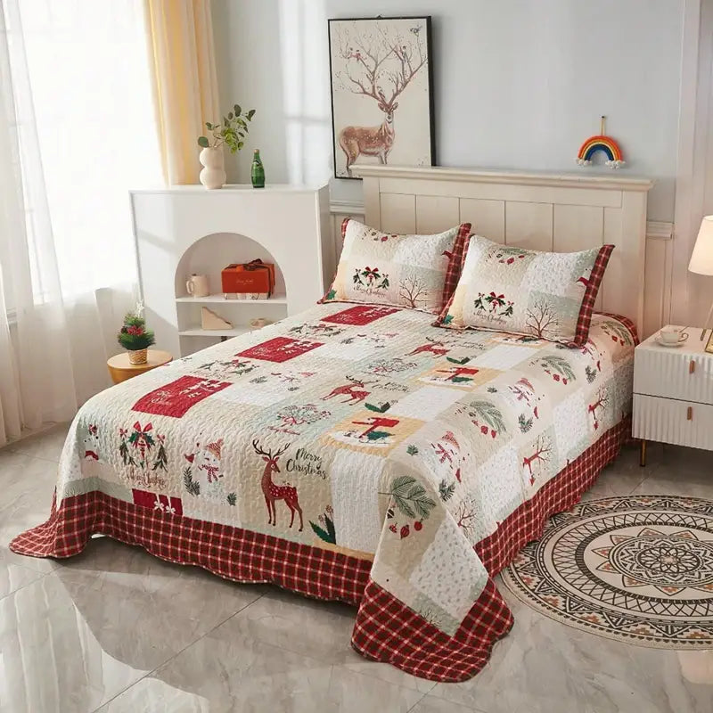 3-piece Merry Christmas Lightweight Bedspread Set