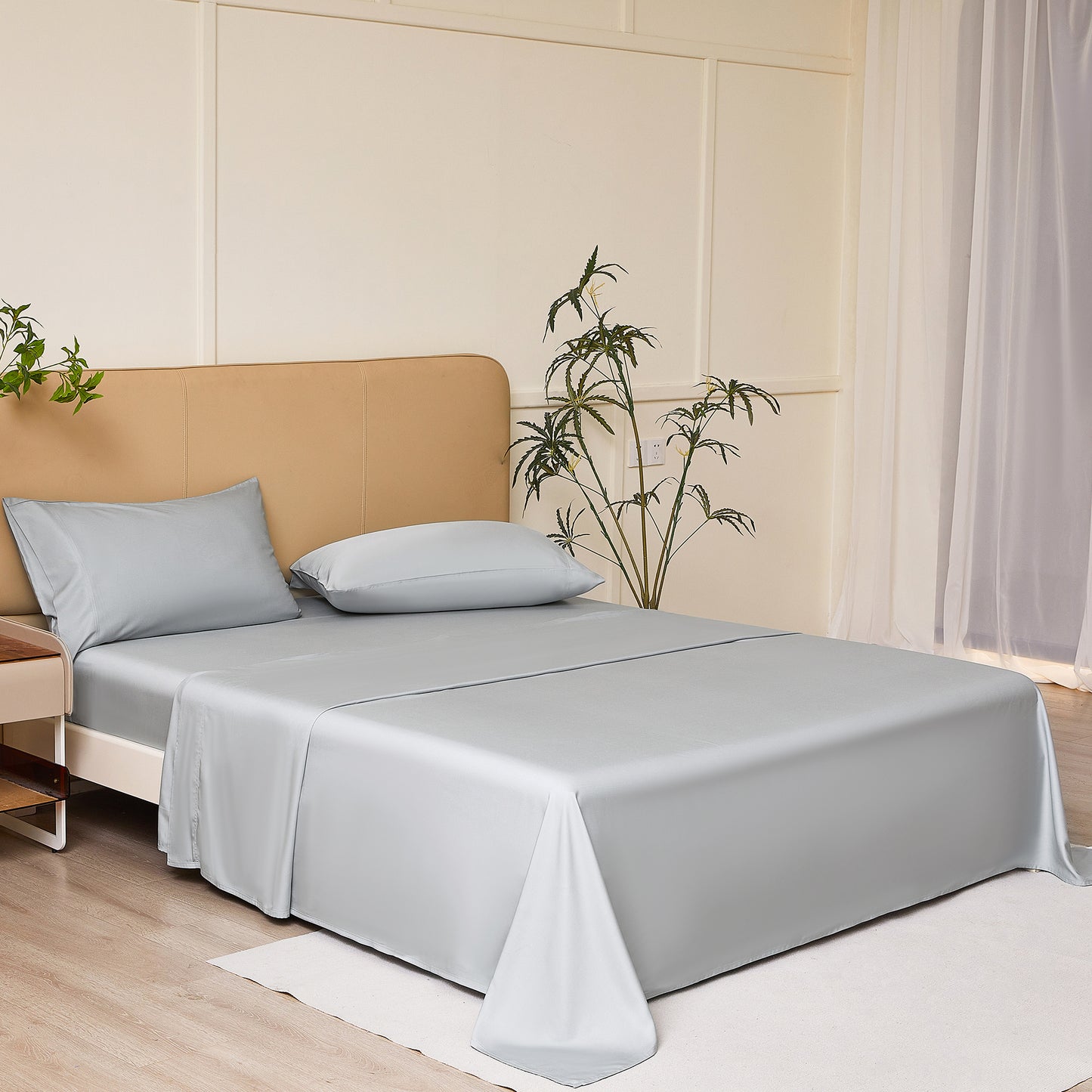 Bedmoon 4-piece Summer Cooling Bed Sheets,100% Viscose Derived from Bamboo