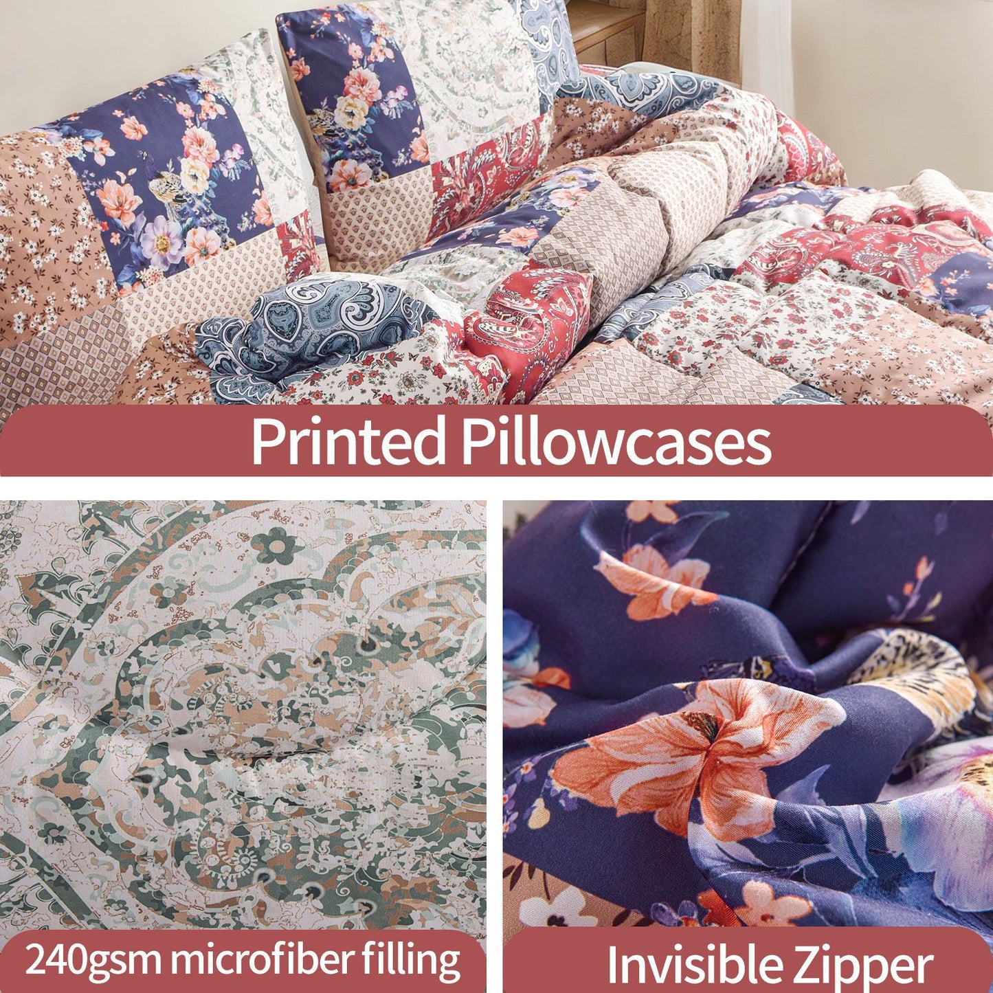 2024 Fall/Winter American Style 3-Piece Floral Comforter Set