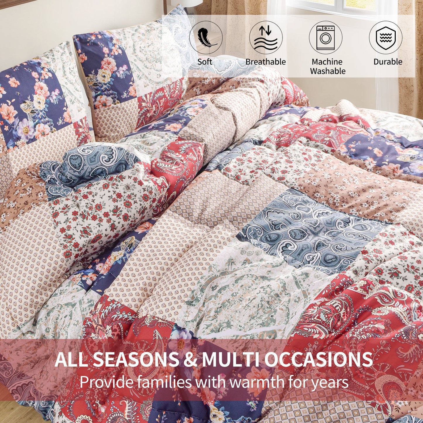 2024 Fall/Winter American Style 3-Piece Floral Comforter Set