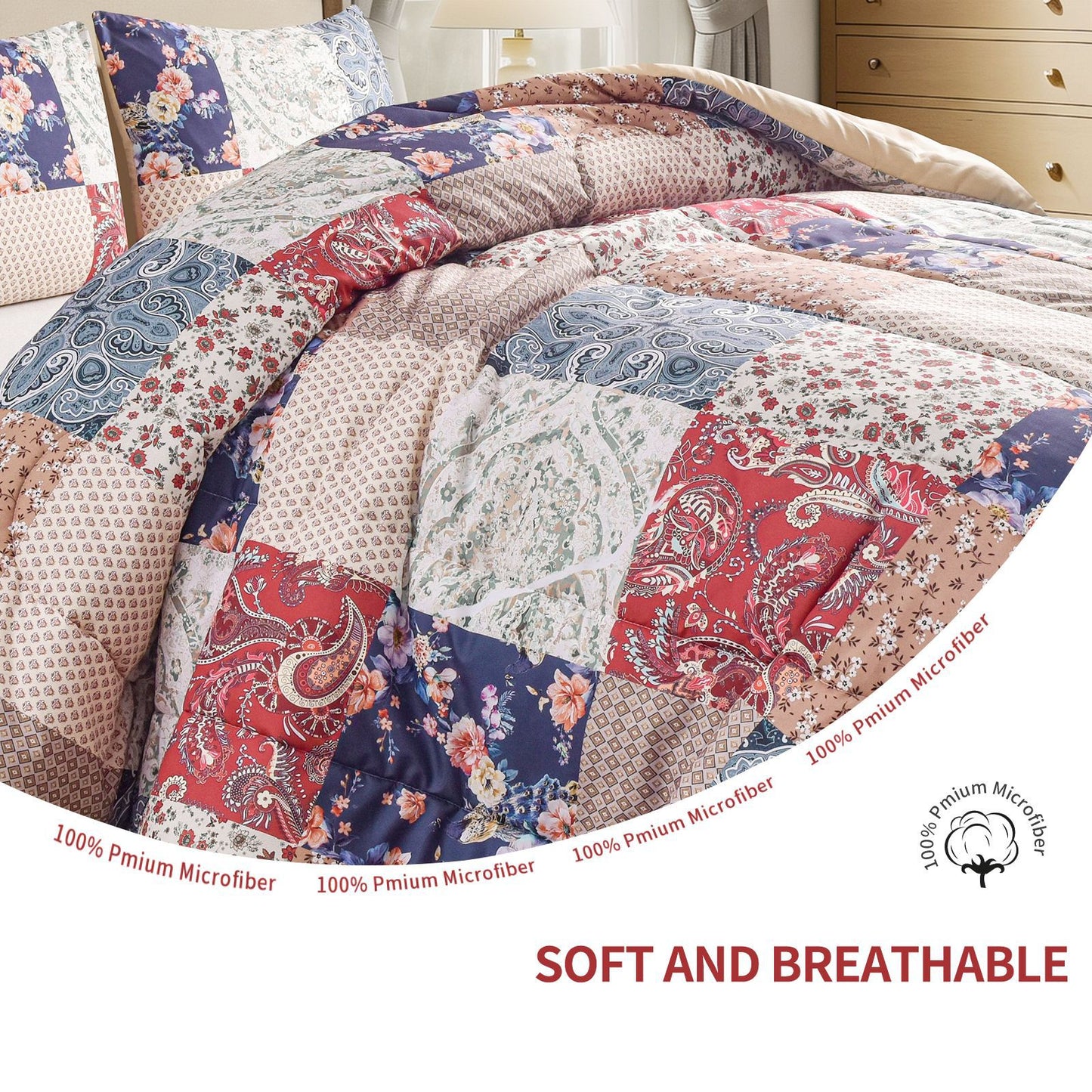 2024 Fall/Winter American Style 3-Piece Floral Comforter Set