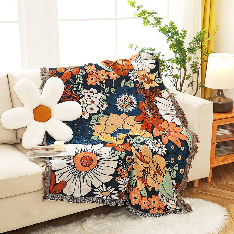 American Country Flowers Sofa Cover Home Decor Tapestry Camping Blanket