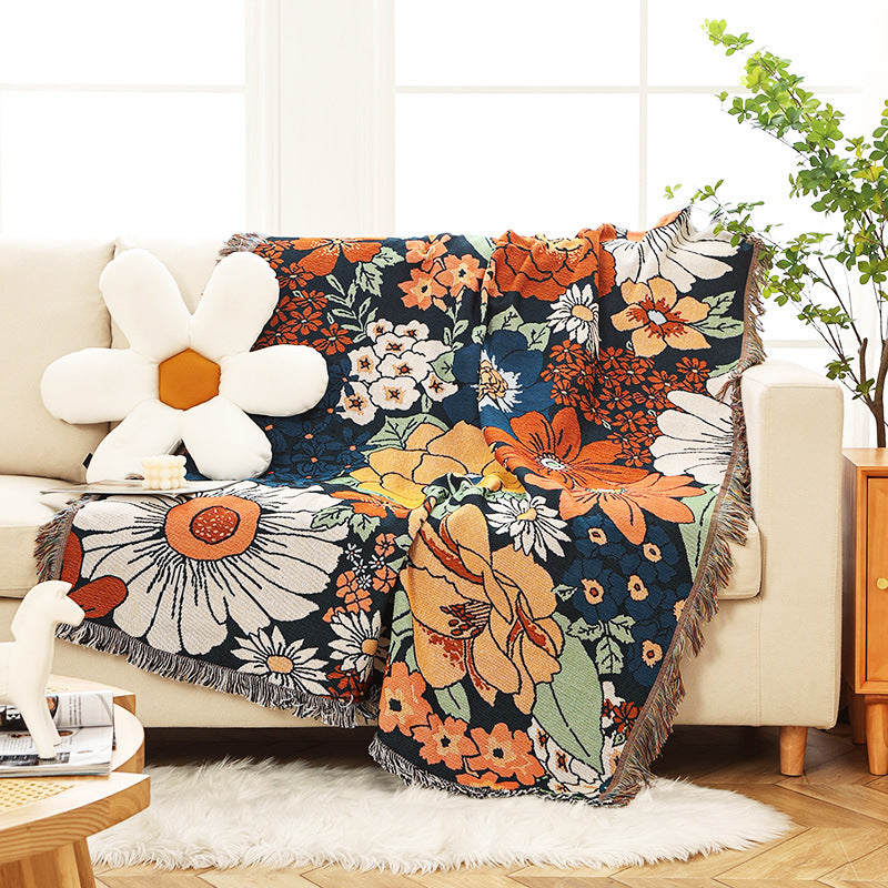 American Country Flowers Sofa Cover Home Decor Tapestry Camping Blanket