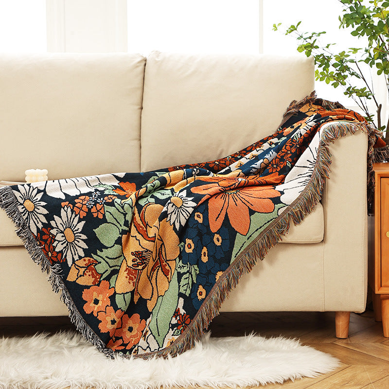 American Country Flowers Sofa Cover Home Decor Tapestry Camping Blanket