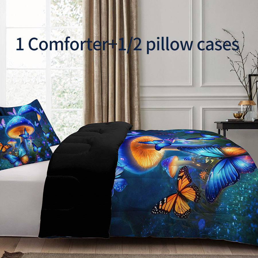 2024 Fall/Winter American Style 3-Piece Butterflies Print Comforter Set