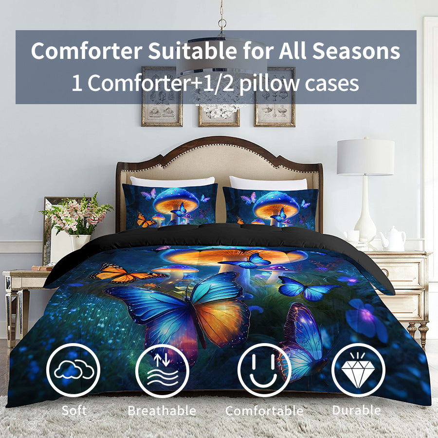 2024 Fall/Winter American Style 3-Piece Butterflies Print Comforter Set