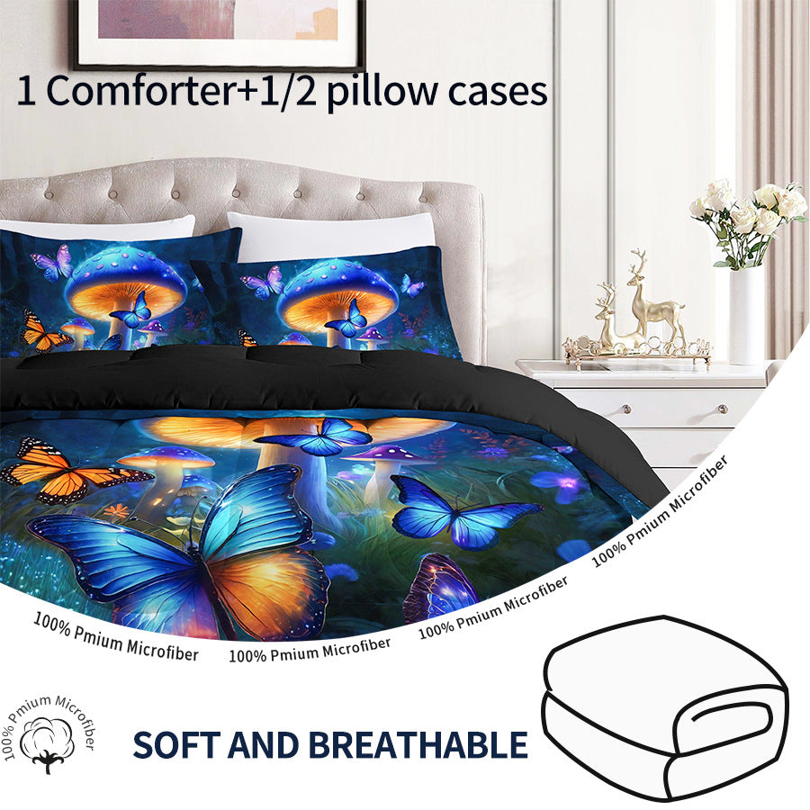 2024 Fall/Winter American Style 3-Piece Butterflies Print Comforter Set