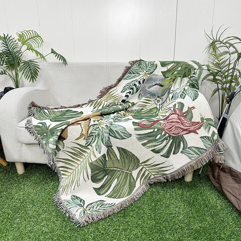 All-season Floral Tassel Sofa Blanket