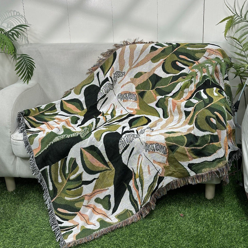 All-season Floral Tassel Sofa Blanket