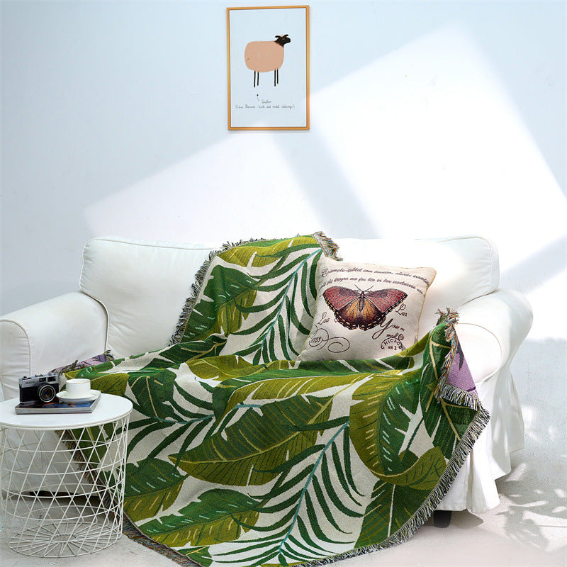 All-season Floral Tassel Sofa Blanket