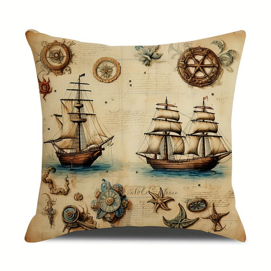 4-piece Childhood Sailing Dream Series Holiday Decorative Throw Pillow Covers