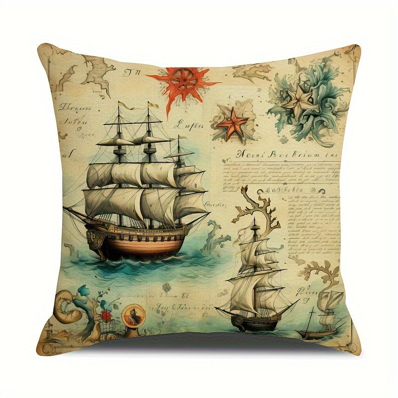 4-piece Childhood Sailing Dream Series Holiday Decorative Throw Pillow Covers