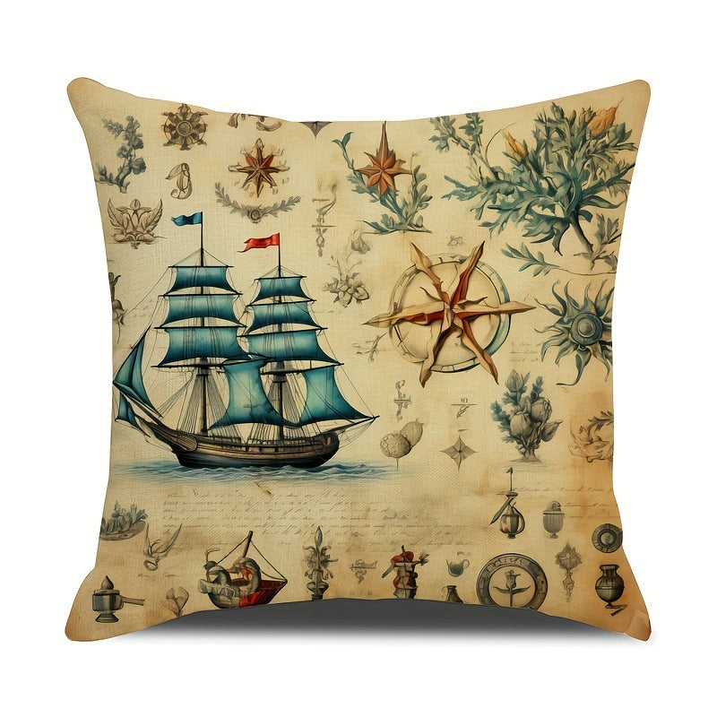 4-piece Childhood Sailing Dream Series Holiday Decorative Throw Pillow Covers