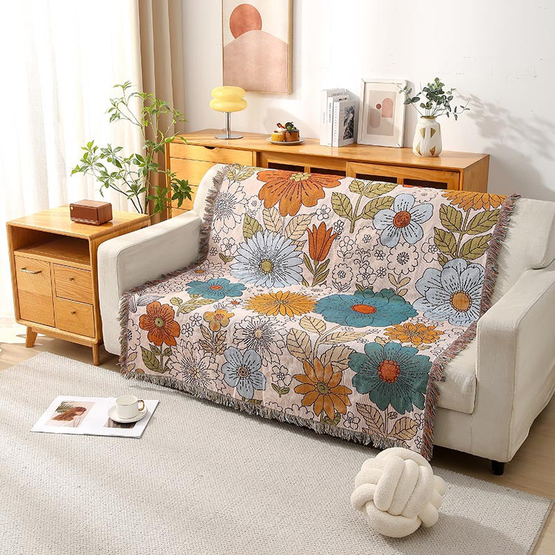 Floral Towel Sofa Cover Decorative Tapestry Camping Blanket