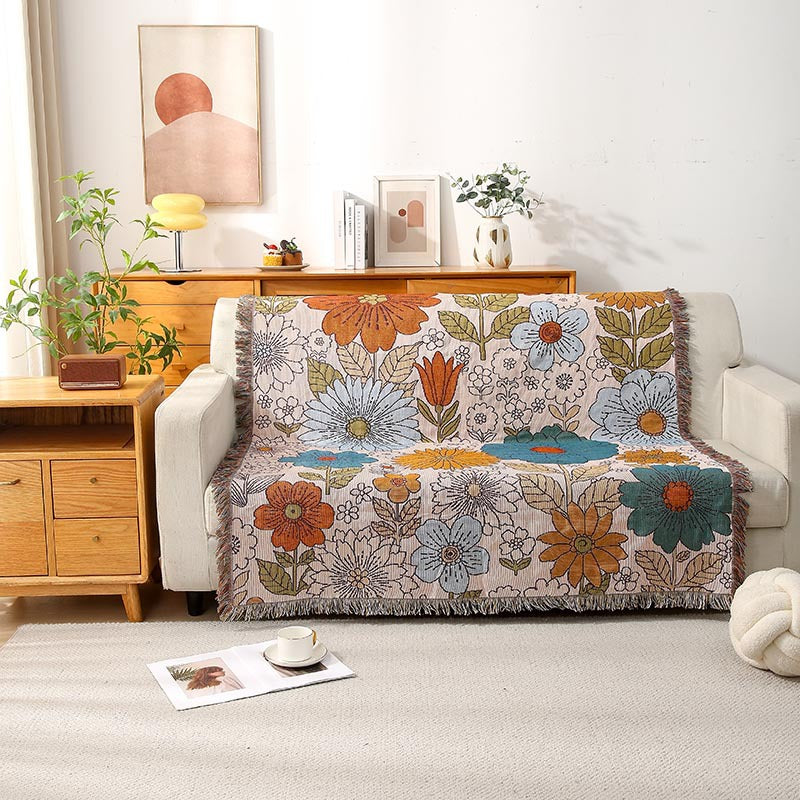 Floral Towel Sofa Cover Decorative Tapestry Camping Blanket