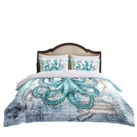 2024 Fall/Winter American Style 3-Piece Giant Octopus Monster Print Comforter Set