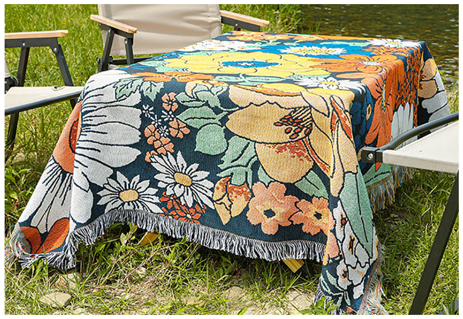 American Country Flowers Sofa Cover Home Decor Tapestry Camping Blanket