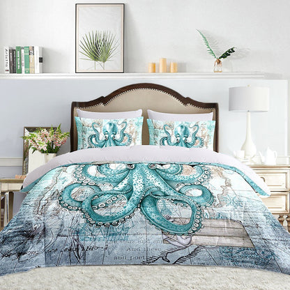 2024 Fall/Winter American Style 3-Piece Giant Octopus Monster Print Comforter Set