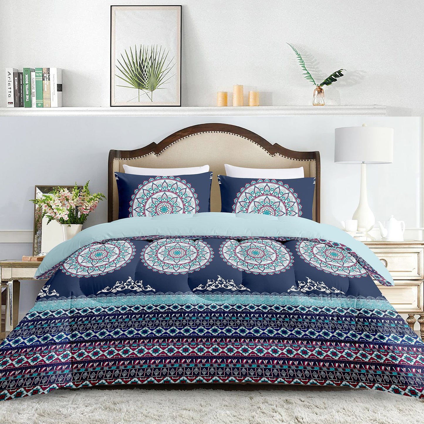 2024 Fall/Winter American Style 3-Piece Circles Print Comforter Set