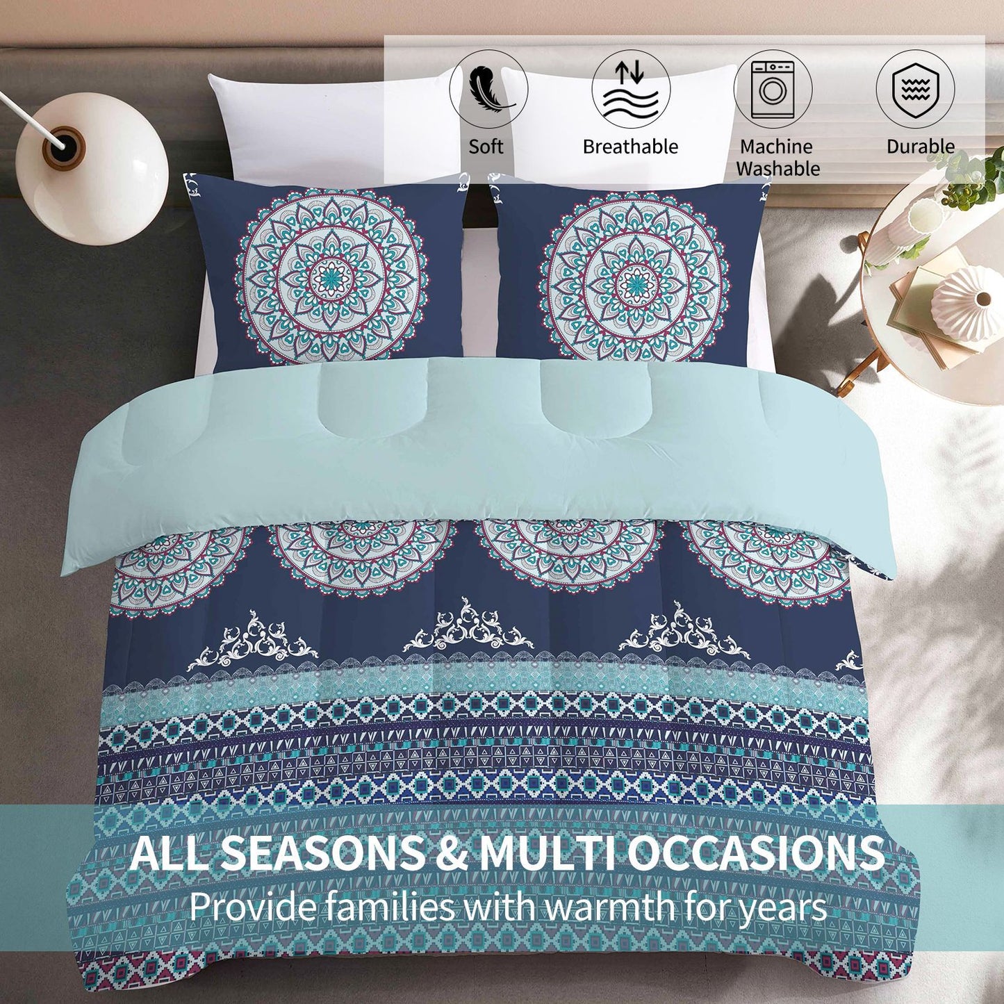 2024 Fall/Winter American Style 3-Piece Circles Print Comforter Set