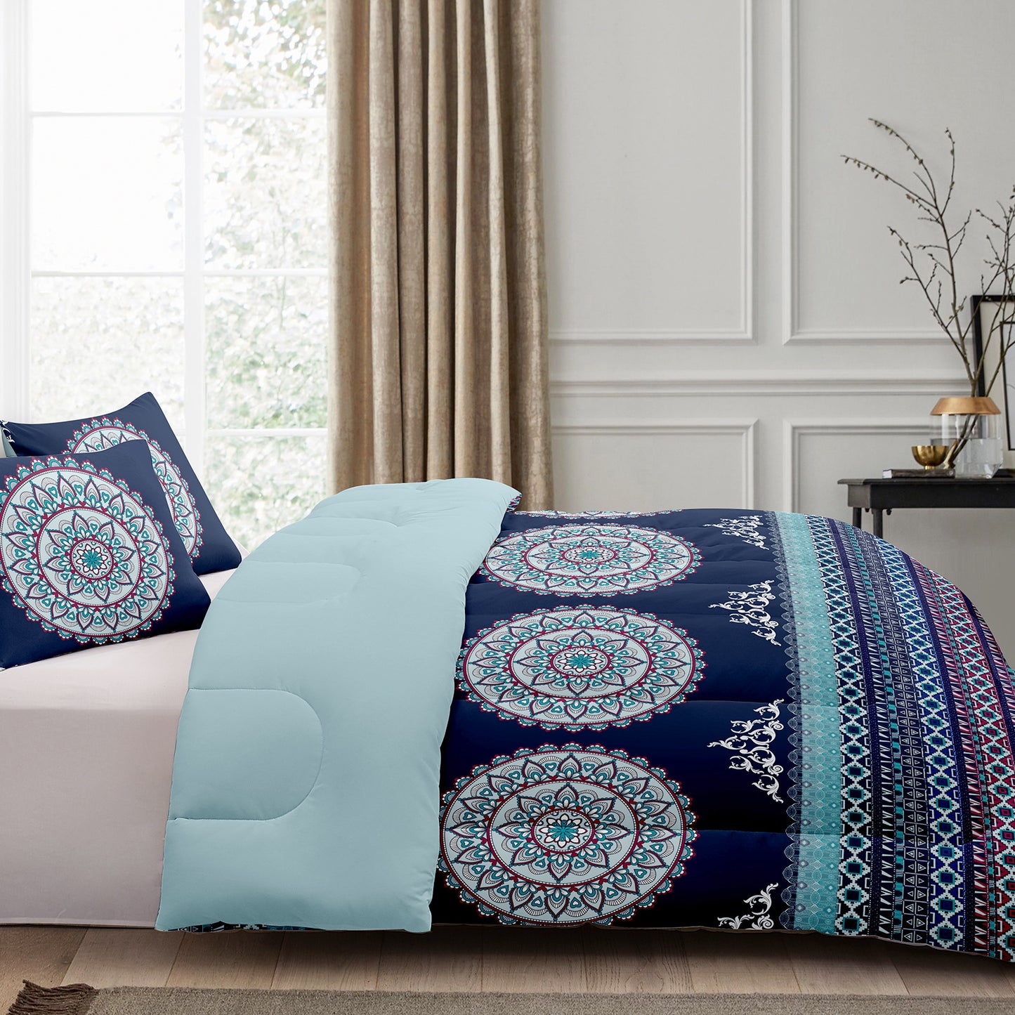 2024 Fall/Winter American Style 3-Piece Circles Print Comforter Set