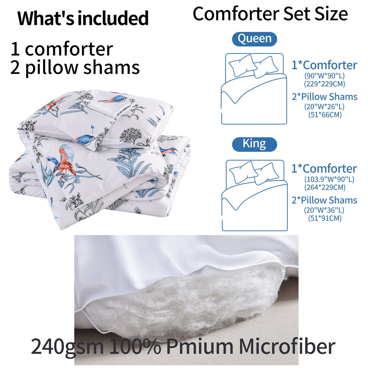 2024 Fall/Winter American Style 3-Piece 3D Hummingbird Print Comforter Set