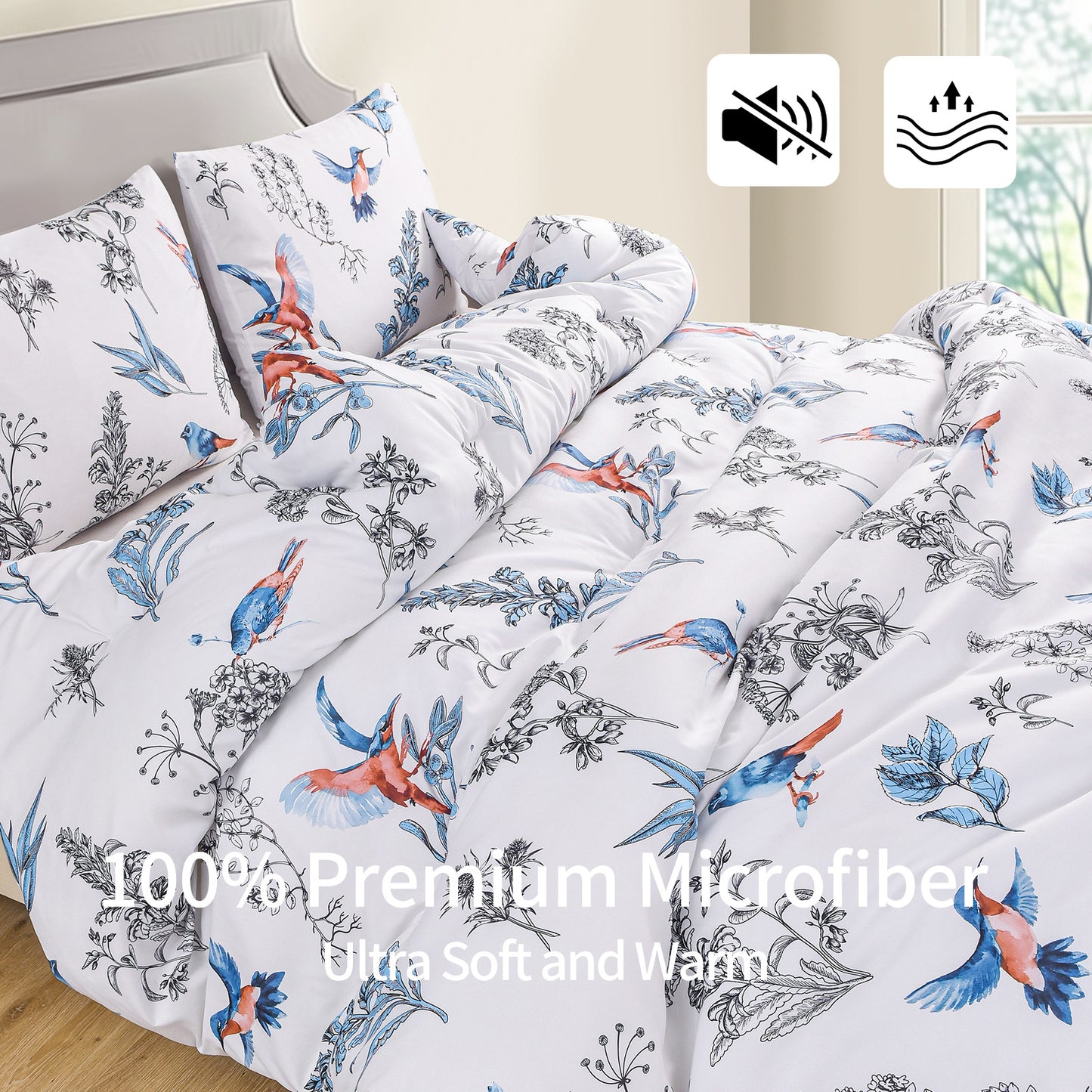 2024 Fall/Winter American Style 3-Piece 3D Hummingbird Print Comforter Set