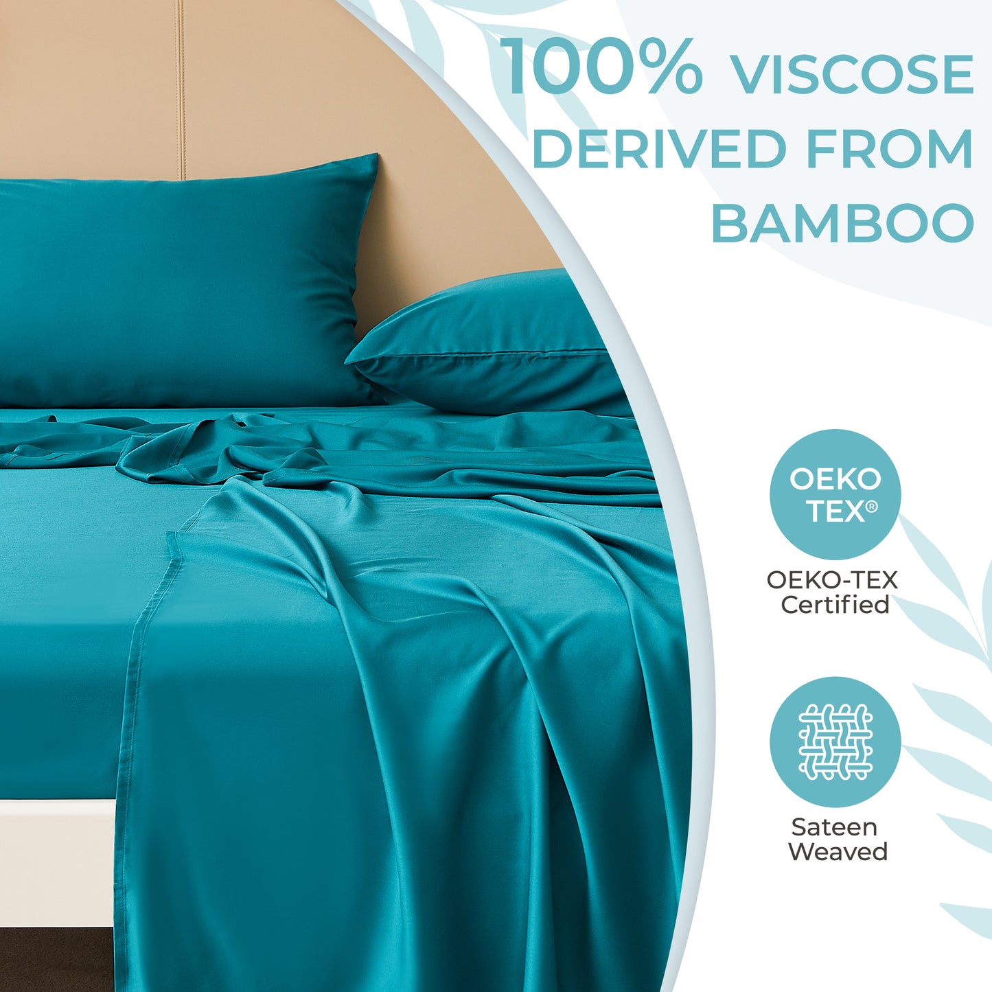 Bedmoon 4-piece Summer Cooling Bed Sheets,100% Viscose Derived from Bamboo