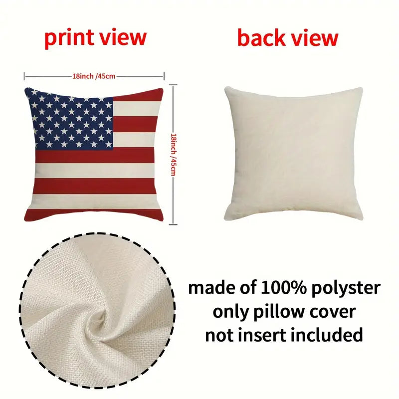 4-piece American Flag Stars Stripes God Bless America Throw Pillow Case