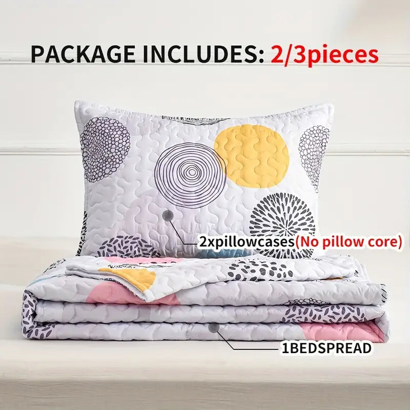 3-piece Comfy Geometric Circle Pattern Bedspread Set